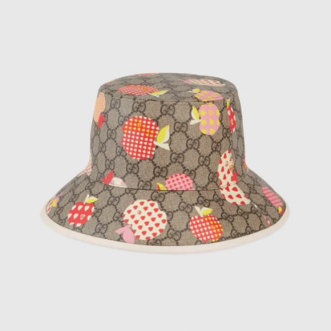 【2023-24AW】グッチ レポム バケットハット 偽物 帽子 アップル＆ハート レポム リンゴ 男女 663388 3HAED 8477