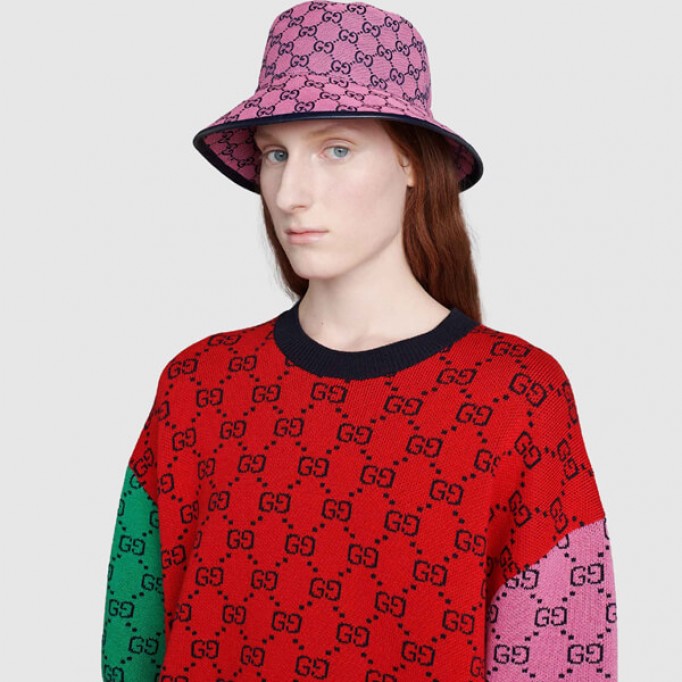 [即発]グッチ キャップ コピー グッチ*GGキャンバス フェドラハット ライトブルー/ピンク 656573 3HAD0 4268