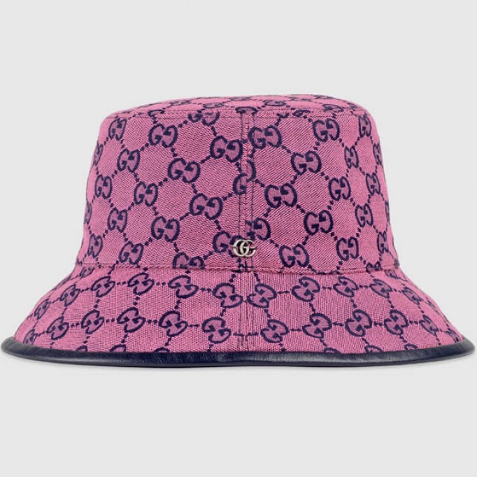 [即発]グッチ キャップ コピー グッチ*GGキャンバス フェドラハット ライトブルー/ピンク 656573 3HAD0 4268