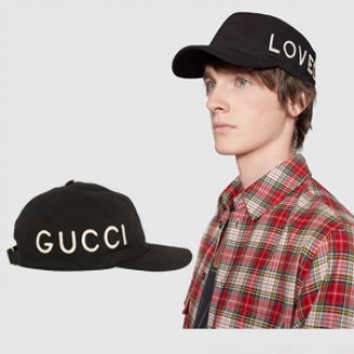 2023-19AW★グッチスーパーコピー★ブラック LOVED ベースボールキャップ