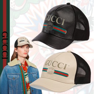 2023-19AW グッチスーパーコピー プリント レザー ベースボールハット 426887 4HD93 9060