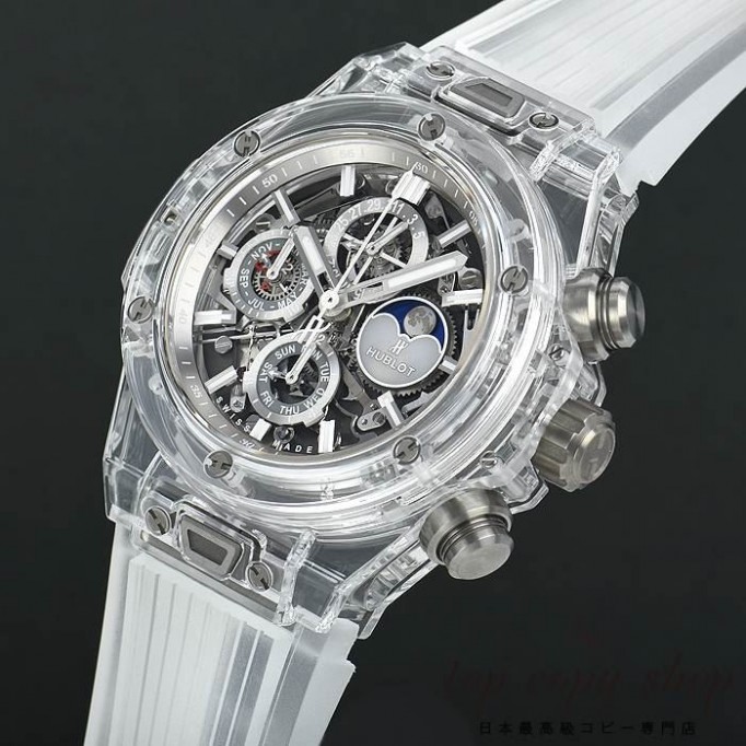 
                        ウブロ ビッグバン スーパーコピー ウニコ クロノ パーペチュアルカレンダー サファイア 世界限定５０本 406.JX.0120.RT
                    