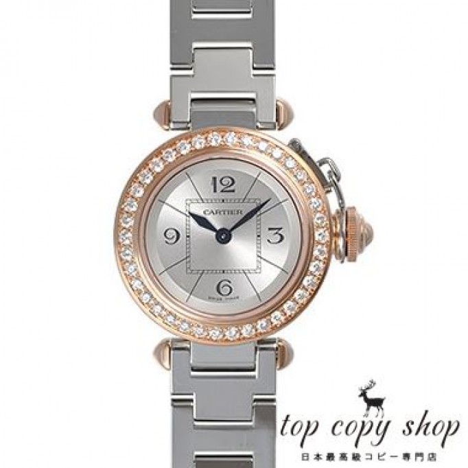 
                        カルティエ ミスパシャ スーパーコピー スティール ＆ ゴールド ダイヤモンド パヴェ WJ124023
                    