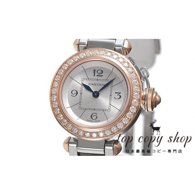 
                        カルティエ ミスパシャ スーパーコピー スティール ＆ ゴールド ダイヤモンド パヴェ WJ124023
                    