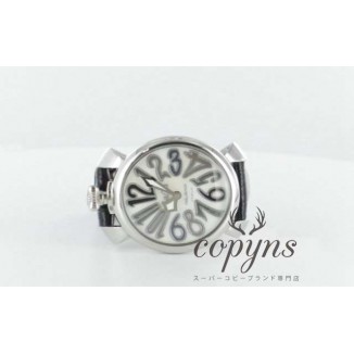 ガガミラノ 偽物 マニュアーレ40mm 5020.5 レザー ブラック/ホワイトシェル ボーイズ