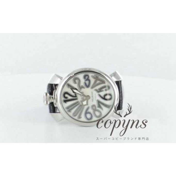 ガガミラノ 偽物 マニュアーレ40mm 5020.5 レザー ブラック/ホワイトシェル ボーイズ
