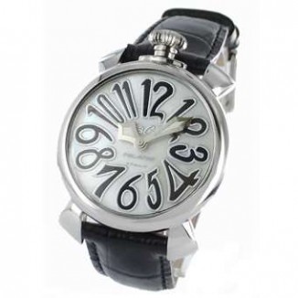 ガガミラノ 偽物 マニュアーレ40mm 5020.5 レザー ブラック/ホワイトシェル ボーイズ