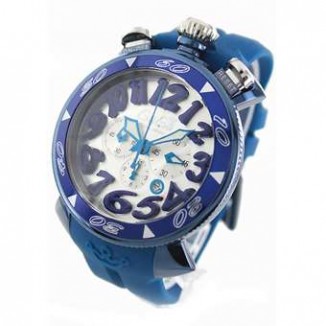 ガガミラノ コピー クロノ48mm 6053.1 ラバー ブルー/シルバー メンズ