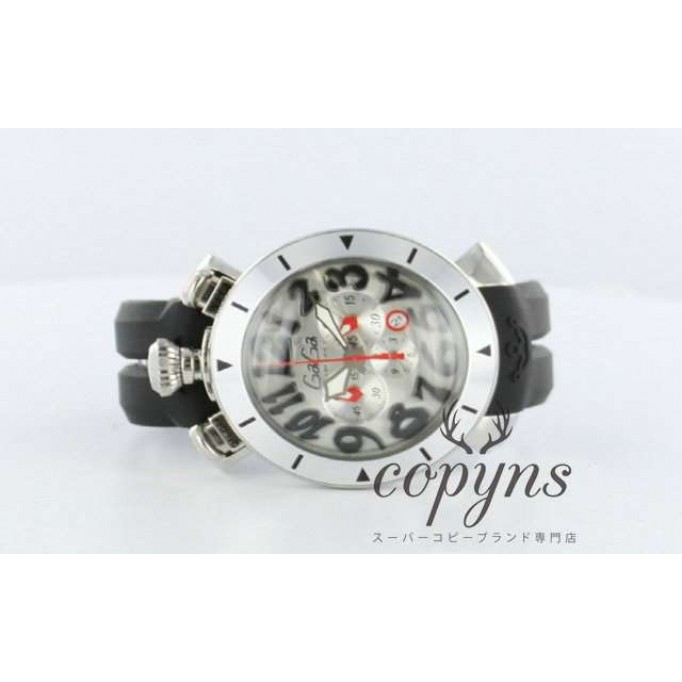 ガガミラノ コピー クロノ48mm 6050.7 ラバー ブラック/シルバー メンズ