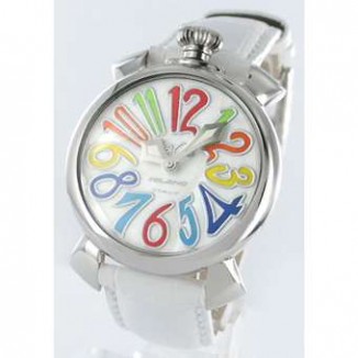 ガガミラノ 偽物 マニュアーレ40mm 5020.1 レザー ホワイト/ホワイトシェル ボーイズ