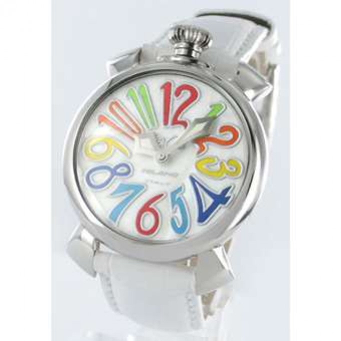ガガミラノ 偽物 マニュアーレ40mm 5020.1 レザー ホワイト/ホワイトシェル ボーイズ