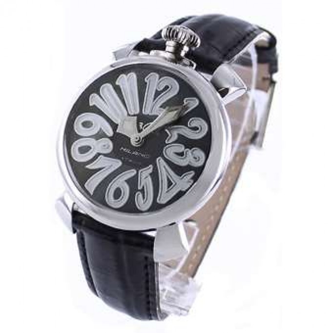 ガガミラノ 偽物 マニュアーレ40mm 5020.4 レザー ブラックシェル ボーイズ