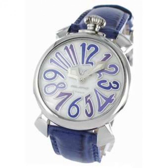 ガガミラノ 偽物 マニュアーレ40mm 5020.3 レザー ブルー/ホワイトシェル ボーイズ