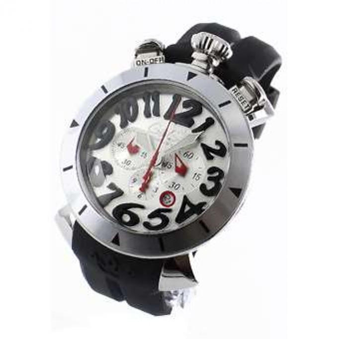 ガガミラノ コピー クロノ48mm 6050.7 ラバー ブラック/シルバー メンズ