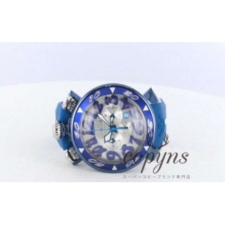 ガガミラノ コピー クロノ48mm 6053.1 ラバー ブルー/シルバー メンズ