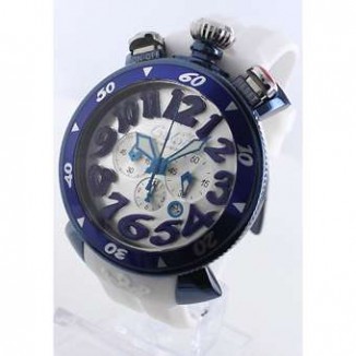 ガガミラノ コピー クロノ48mm 6053.1 ラバー ホワイト/シルバー メンズ