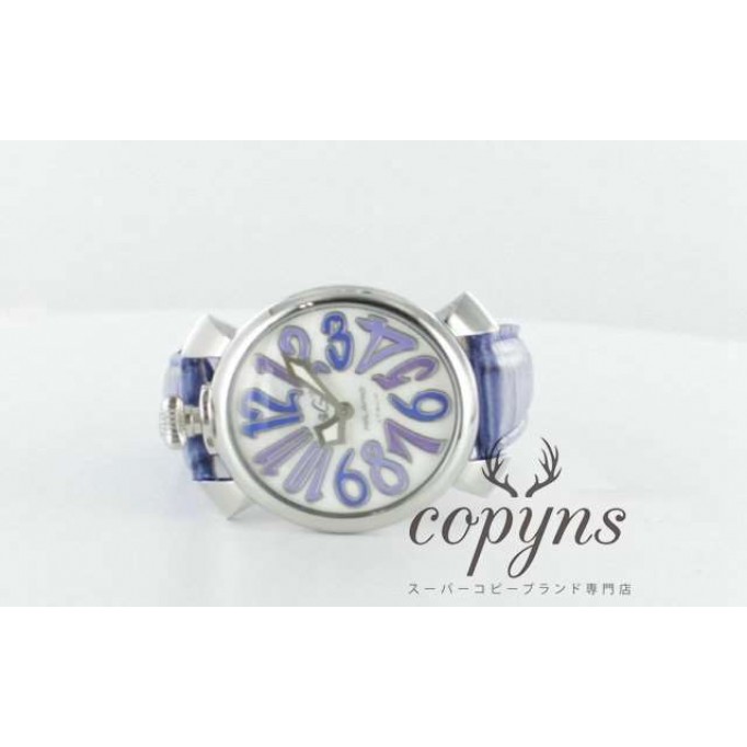 ガガミラノ 偽物 マニュアーレ40mm 5020.3 レザー ブルー/ホワイトシェル ボーイズ