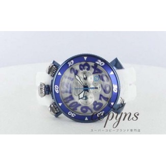 ガガミラノ コピー クロノ48mm 6053.1 ラバー ホワイト/シルバー メンズ
