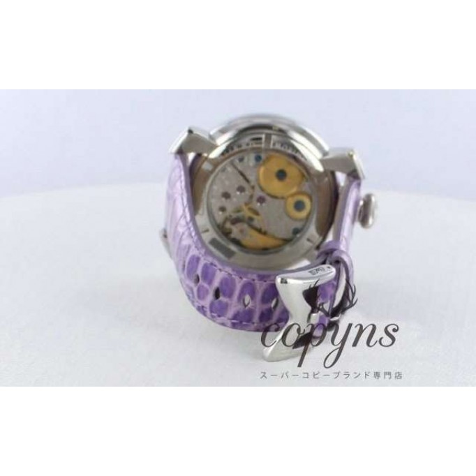 ガガミラノ 偽物 マニュアーレ48mm 5010.9 手巻き スモールセコンド レザー ライトパープル/ホワイト メンズ