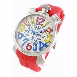 ガガミラノ偽物/GAGA MILANO マニュアーレ クロノ48mm 5050.1 ラバー レッド/ホワイト メンズ