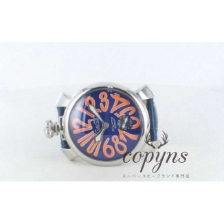 ガガミラノ 偽物 マニュアーレ48mm 5010.8 手巻き スモールセコンド レザー ブルー メンズ
