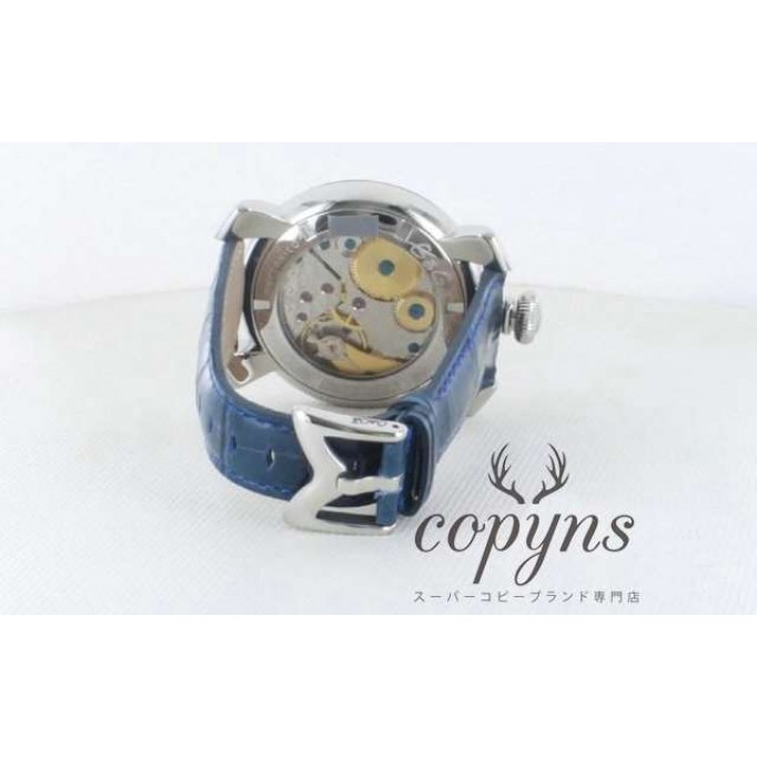 ガガミラノ 偽物 マニュアーレ48mm 5010.8 手巻き スモールセコンド レザー ブルー メンズ