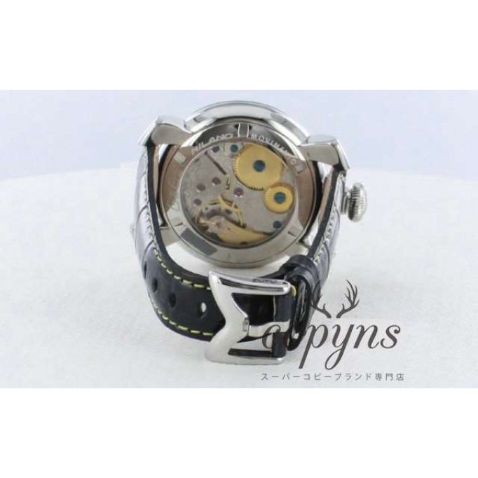 ガガミラノ 偽物 マニュアーレ48mm 5010.12 手巻き スモールセコンド レザー ブラック メンズ