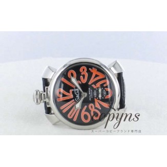 ガガミラノ 偽物 マニュアーレ48mm 5010.11 手巻き スモールセコンド レザー ブラック メンズ