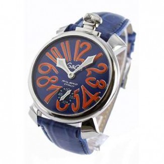 ガガミラノ 偽物 マニュアーレ48mm 5010.8 手巻き スモールセコンド レザー ブルー メンズ