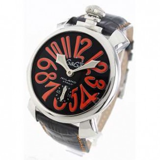 ガガミラノ 偽物 マニュアーレ48mm 5010.11 手巻き スモールセコンド レザー ブラック メンズ