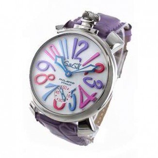 ガガミラノ 偽物 マニュアーレ48mm 5010.9 手巻き スモールセコンド レザー ライトパープル/ホワイト メンズ