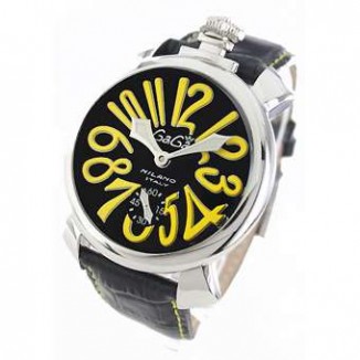 ガガミラノ 偽物 マニュアーレ48mm 5010.12 手巻き スモールセコンド レザー ブラック メンズ