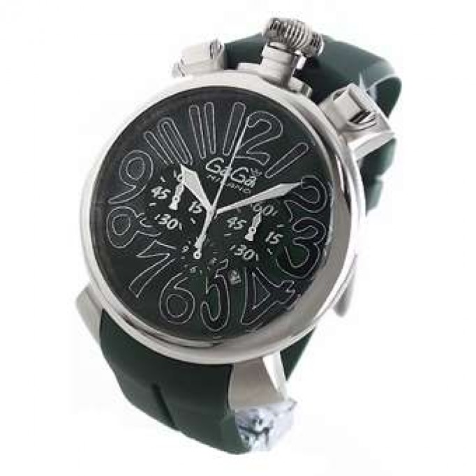 ガガミラノ コピー クロノ48mm 5050.6 ラバー グリーン メンズ