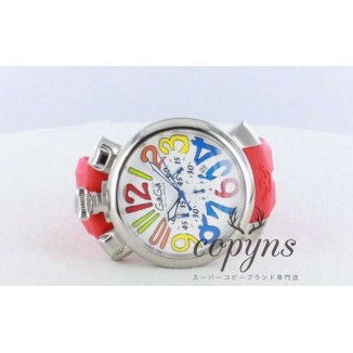 ガガミラノ偽物/GAGA MILANO マニュアーレ クロノ48mm 5050.1 ラバー レッド/ホワイト メンズ