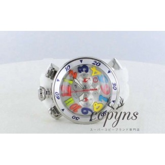 ガガミラノ コピー クロノ48mm 6050.1 ラバー ホワイト/シルバー メンズ