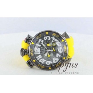 ガガミラノ コピー クロノ48mm 6054.6 ラバー イエロー/グレー メンズ