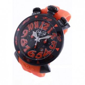 ガガミラノ コピー クロノ48mm 6054.3 ラバー ライトオレンジ/ブラック メンズ