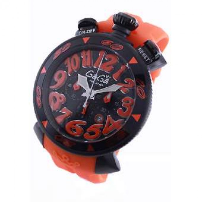 ガガミラノ コピー クロノ48mm 6054.3 ラバー ライトオレンジ/ブラック メンズ