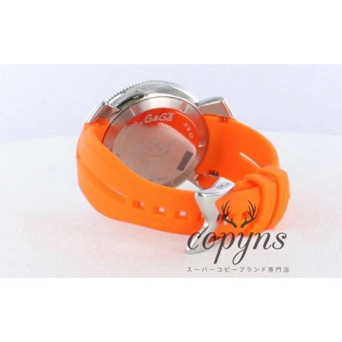 ガガミラノ コピー クロノ48mm 6050.1 ラバー ライトオレンジ/シルバー メンズ