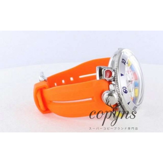 ガガミラノ コピー クロノ48mm 6050.1 ラバー ライトオレンジ/シルバー メンズ