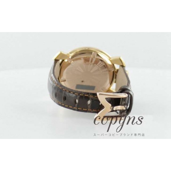 ガガミラノ 偽物 マニュアーレ40mm 5021.3 レザー ダークブラウン/GPブラックシェル ボーイズ