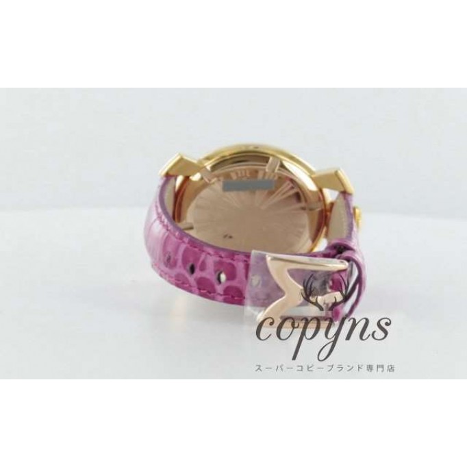 ガガミラノ 偽物 マニュアーレ40mm 5021.1 レザー ピンク/GPホワイトシェル ボーイズ