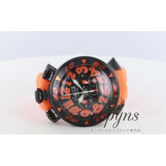 ガガミラノ コピー クロノ48mm 6054.3 ラバー ライトオレンジ/ブラック メンズ