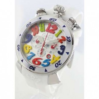 ガガミラノ コピー クロノ48mm 6050.1 ラバー ホワイト/シルバー メンズ