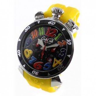 ガガミラノ コピー クロノ48mm 6050.2 ラバー イエロー/ブラック メンズ