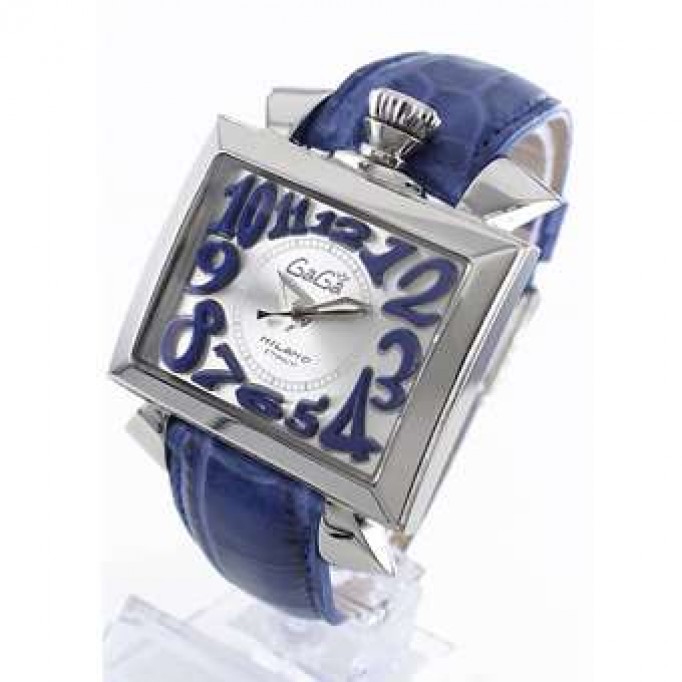 ガガミラノ スーパーコピー ナポレオーネ48mm スーパーコピー 6000.3 オートマチック レザー ブルー/シルバー メンズ