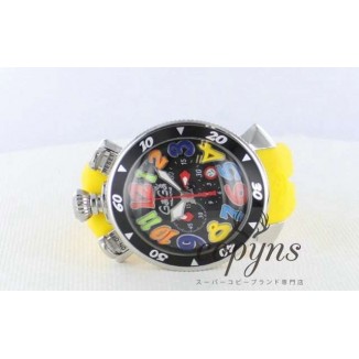 ガガミラノ コピー クロノ48mm 6050.2 ラバー イエロー/ブラック メンズ