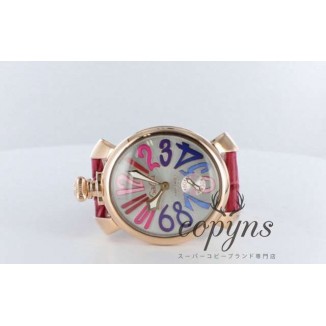 ガガミラノ 偽物 マニュアーレ48mm 5011.9 手巻き スモールセコンド レザー ピンク/シルバー メンズ