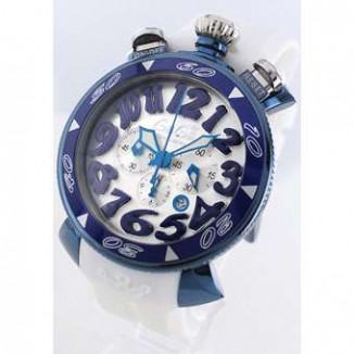 ガガミラノ コピー クロノ48mm 6053.1 ラバー ホワイト/シルバー メンズ