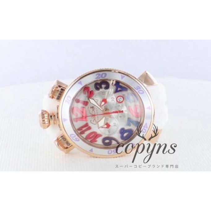 ガガミラノ コピー クロノ48mm 6056.9 ラバー ホワイト/PGPシャンパンシルバー メンズ